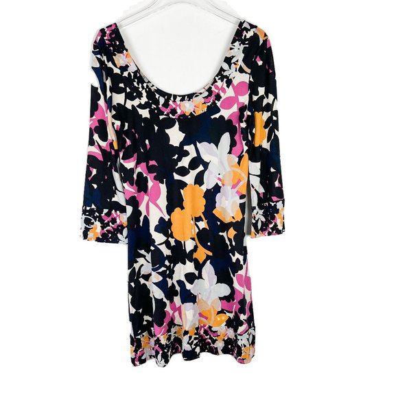 Diane Von Furstenberg Dresses & Skirts - Diane Von Furstenberg 3/4 Sleeve Floral Silk Boatneck Shift Dress Size 10 D1365